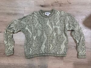 Naturals by Coogi green cream textured 3D sweater M